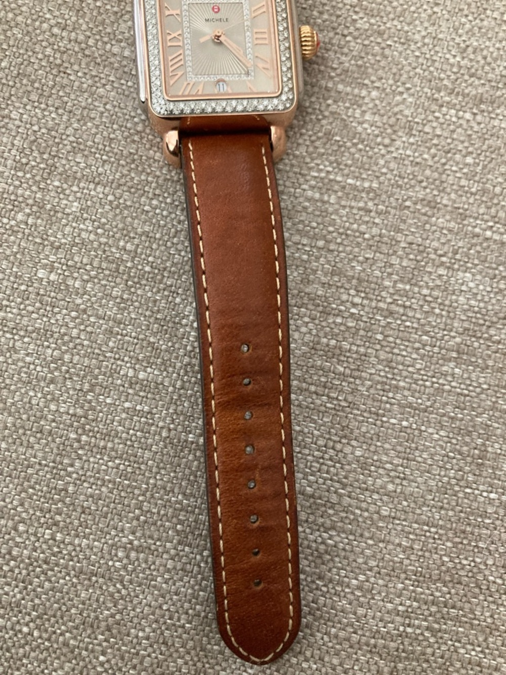 Michele Deco Madison Rose Gold-Tone Diamond Accent Square Watch - Picture 3 of 8